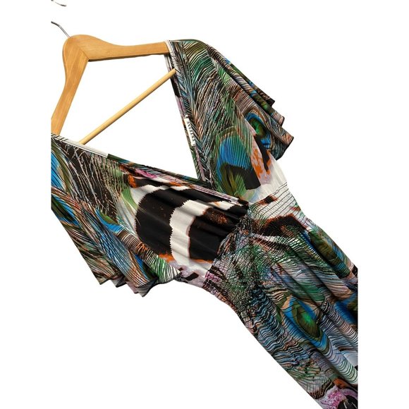 Tstfine Size 2XL Womens Peacock Print Maxi Dress #T-4-15 - Picture 5 of 8